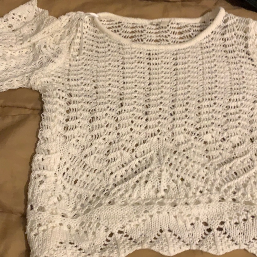 ONE HART crochet white crop    Never worn    No tags    Super cute
